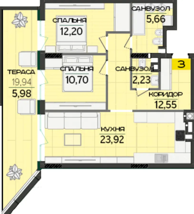 ЖК Greenville Prostir — 73.2 м²