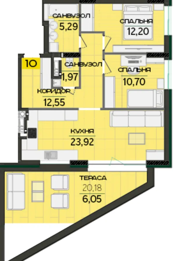 ЖК Greenville Prostir — 72.7 м²