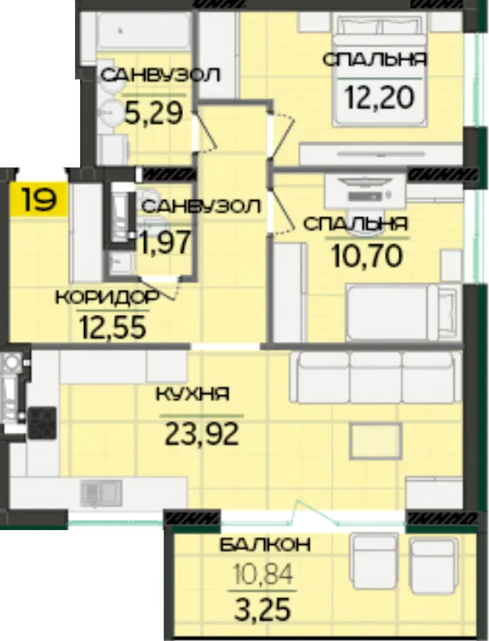 ЖК Greenville Prostir — 69.9 м²