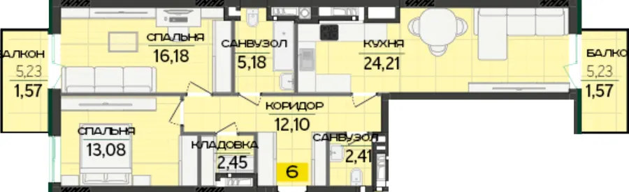 ЖК Greenville Prostir — 78.8 м²