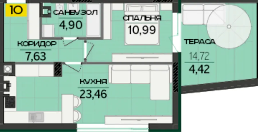 ЖК Greenville Prostir — 51.4 м²