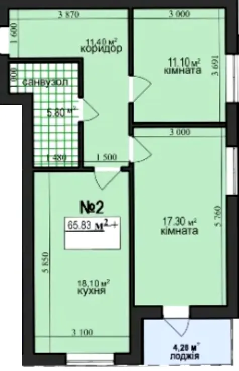 вул. Хмельницького, 31 — 65.8 м²