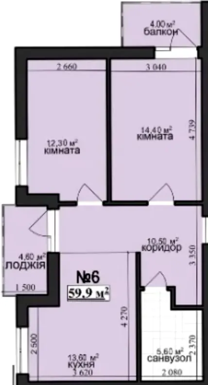 вул. Хмельницького, 31 — 59.9 м²