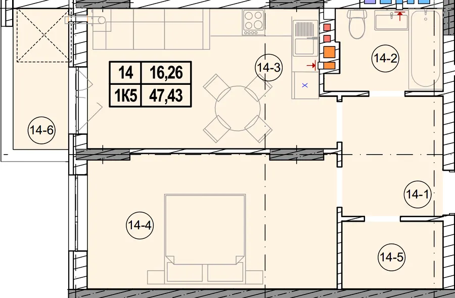 вул. Коновальця — 47.4 м²