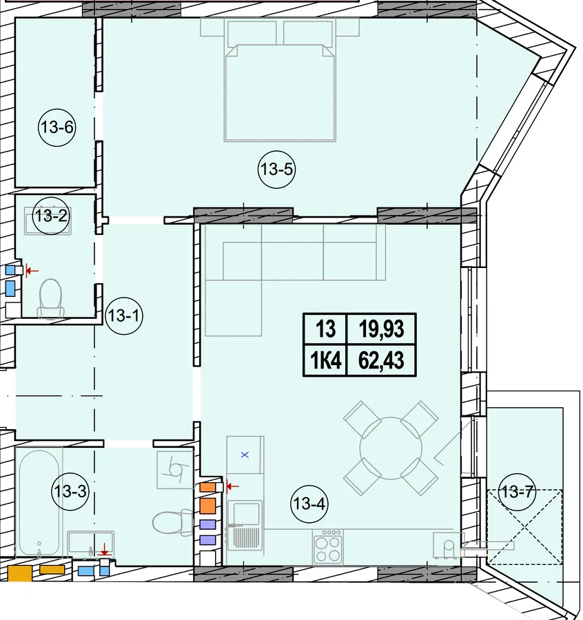 вул. Коновальця — 62.4 м²