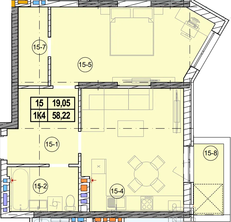 вул. Коновальця — 58.2 м²