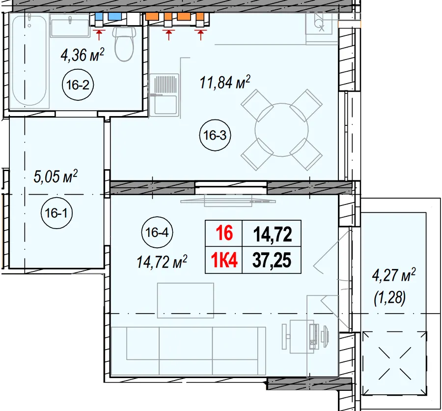 вул. Коновальця — 37.3 м²