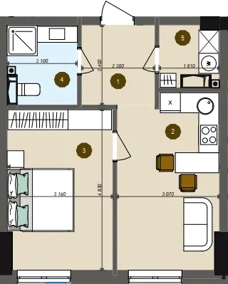 ЖК Chalet — 43.5 м²