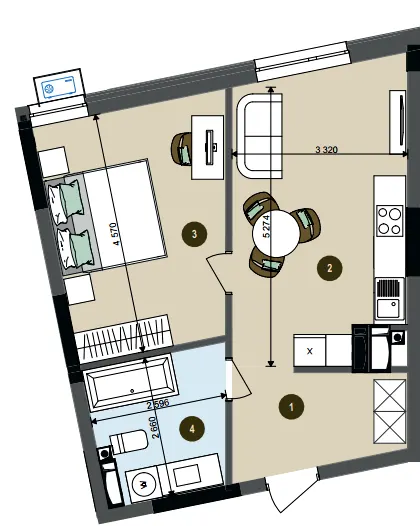 ЖК Chalet — 45.1 м²