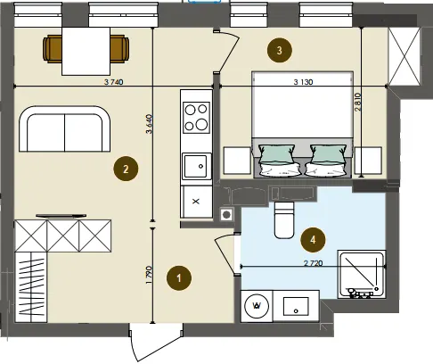 ЖК Chalet — 36.5 м²