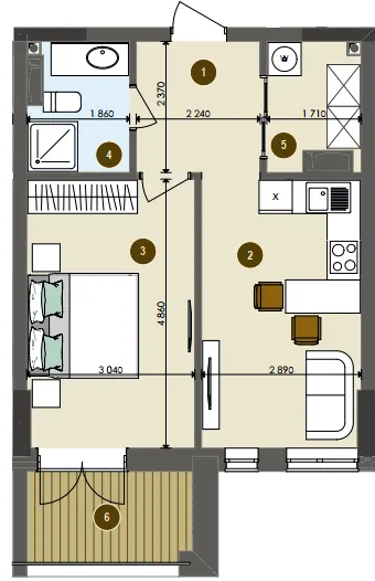 ЖК Chalet — 43.2 м²