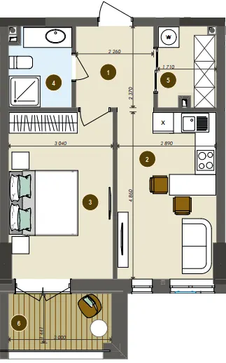 ЖК Chalet — 43.5 м²