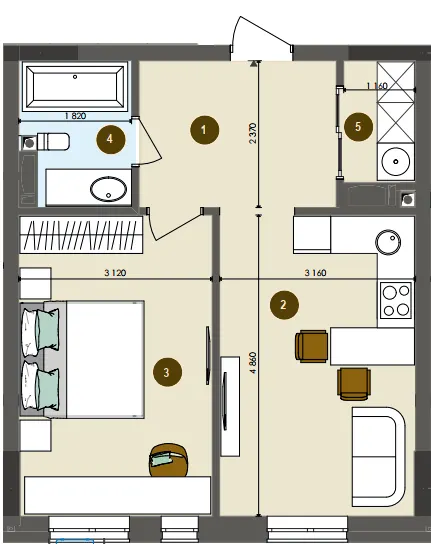 ЖК Chalet — 44.3 м²