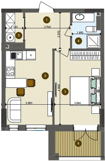 ЖК Chalet — 44.6 м²