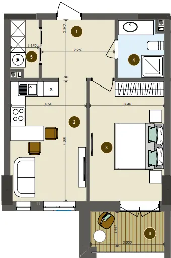 ЖК Chalet — 44.9 м²
