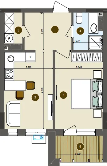 ЖК Chalet — 45.4 м²