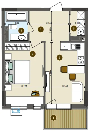 ЖК Chalet — 45.8 м²