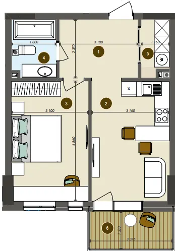 ЖК Chalet — 46 м²