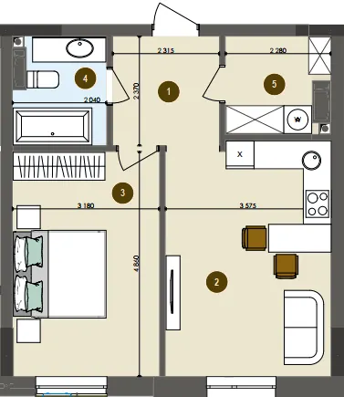 ЖК Chalet — 47.8 м²