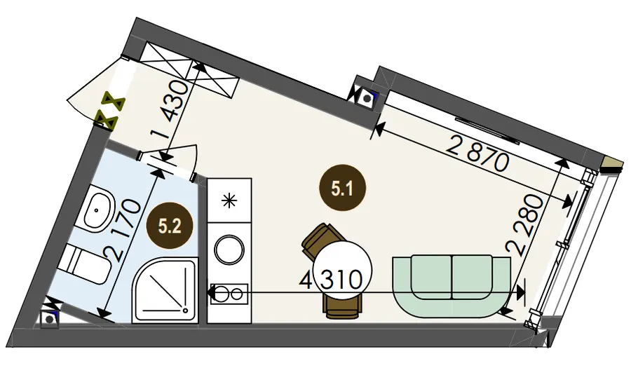 ЖК Chalet — 19.1 м²