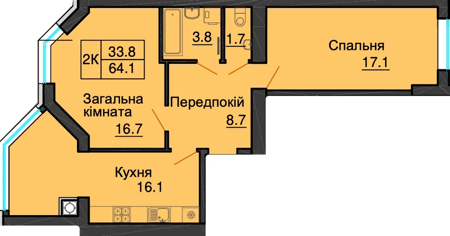 ЖК София Резиденс — 64.1 м²