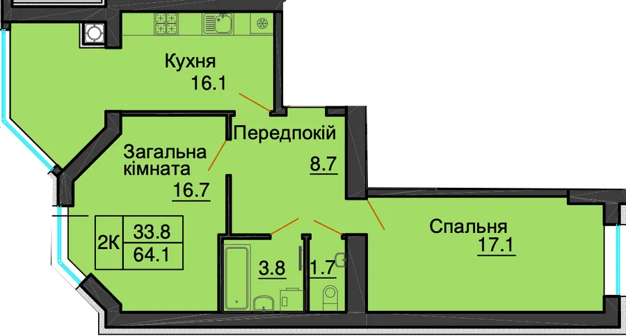ЖК София Резиденс — 64.1 м²