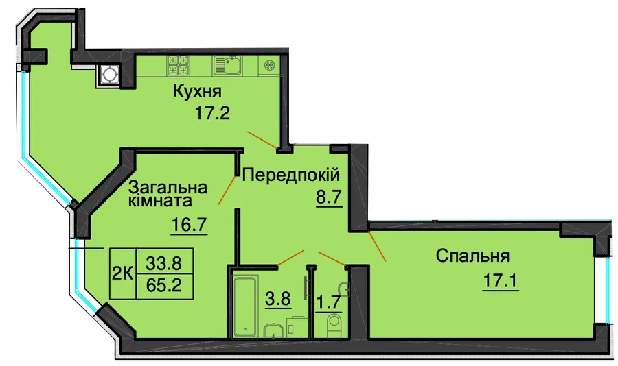 ЖК София Резиденс — 65.2 м²