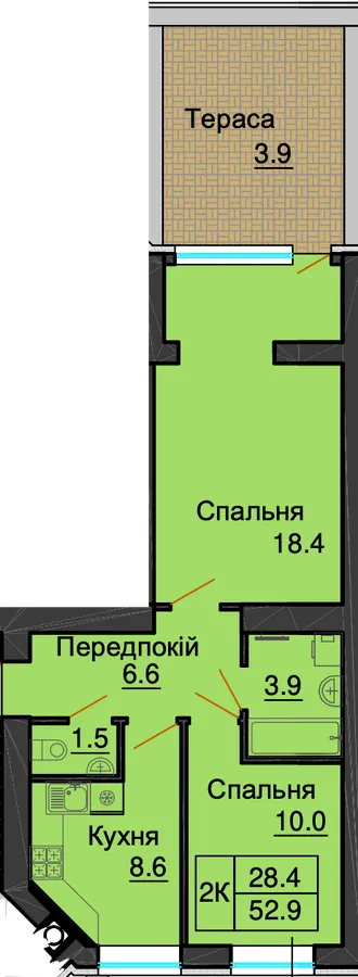ЖК София Резиденс — 52.9 м²