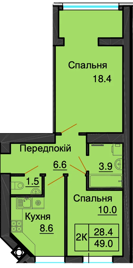 2-кімнатна квартира, 49 м², вул. Яблонева, 15, Софіївська Борщагівка — фото 1