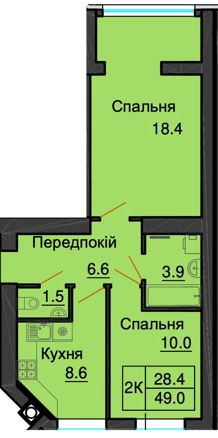 ЖК София Резиденс — 49 м²