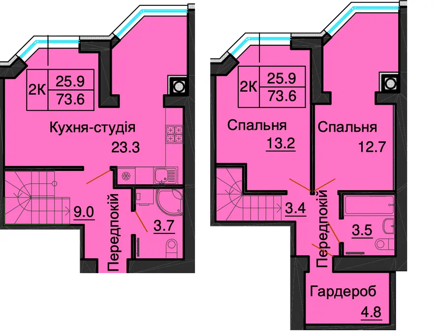 ЖК София Резиденс — 73.6 м²