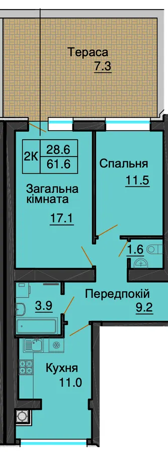 ЖК София Резиденс — 61.6 м²