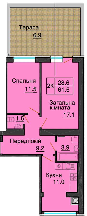 ЖК София Резиденс — 61.6 м²
