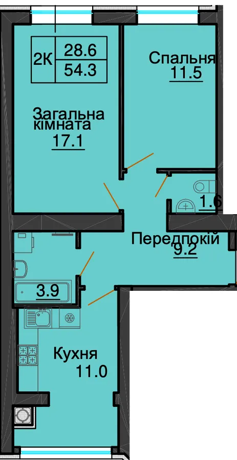 ЖК София Резиденс — 54.3 м²