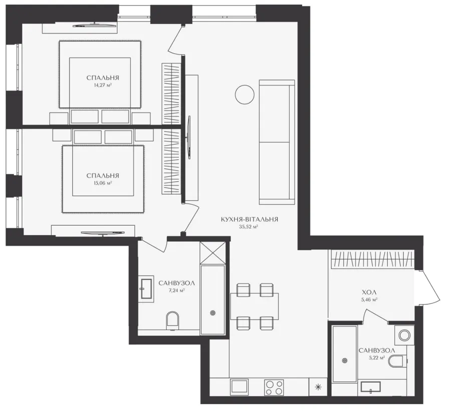 ЖК BELLEVIE — 82.8 м²