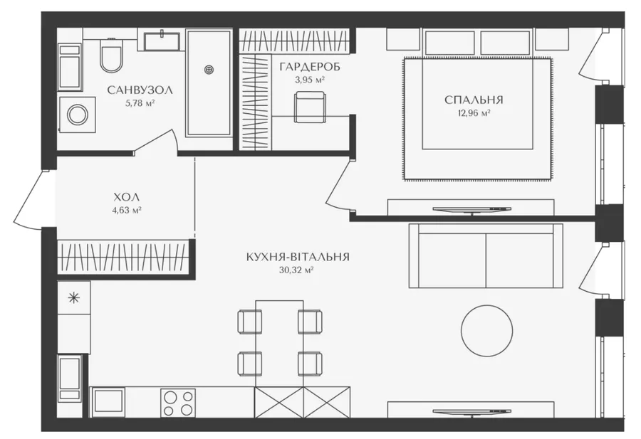 ЖК BELLEVIE — 57.6 м²