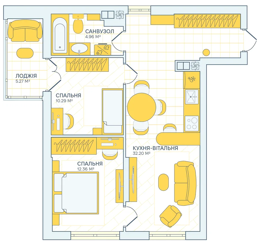 2-комнатная квартира, 65 м², вул. Василя Балога, 2, Ужгород — фото 1