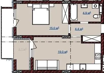 ЖК TERRA M — 45.4 м²