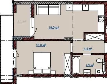 ЖК TERRA M — 45.4 м²