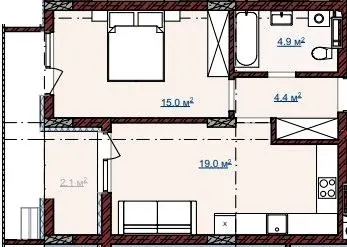 ЖК TERRA M — 45.4 м²