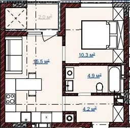 ЖК TERRA M — 36.9 м²