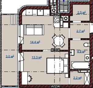 ЖК TERRA M — 44.6 м²