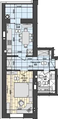 ЖК Флагман Затишний — 44.1 м²
