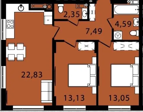 ЖК Kaiser Forest Lviv — 63.4 м²