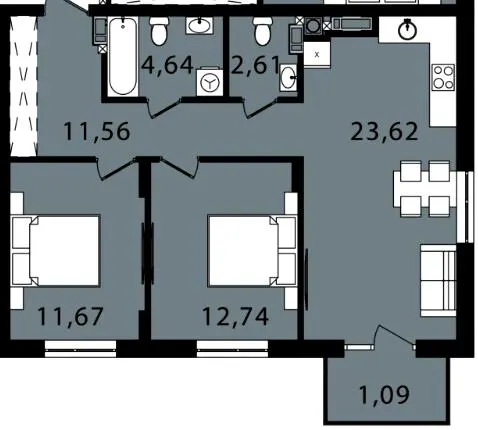 ЖК Kaiser Forest Lviv — 67.9 м²
