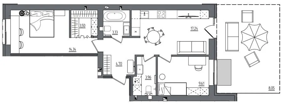 ЖК Субурбія Дуо — 64.7 м²