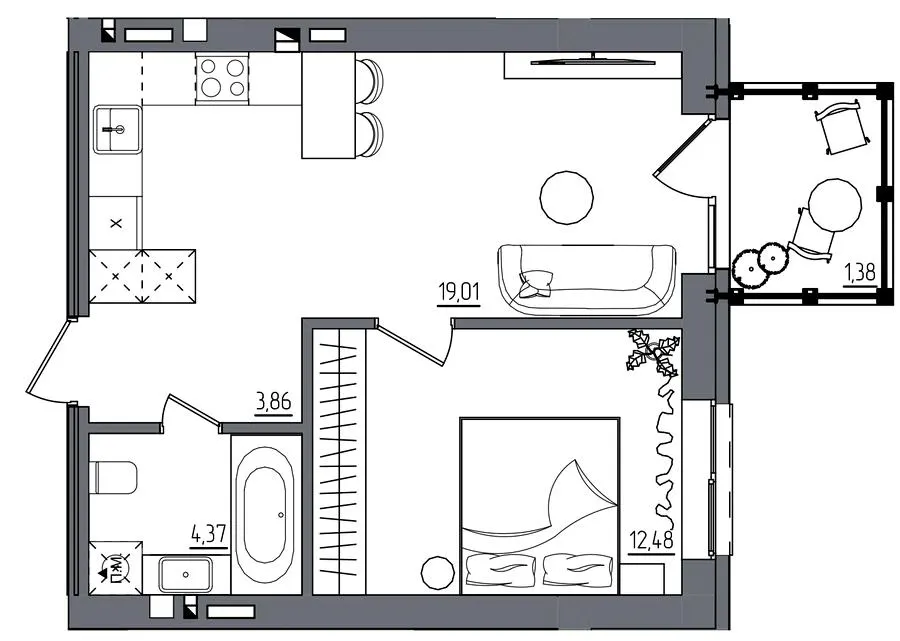 ЖК Субурбія Дуо — 41.1 м²