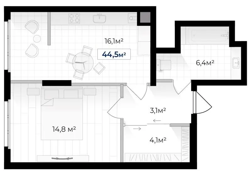 ЖК Гармонія — 44.5 м²