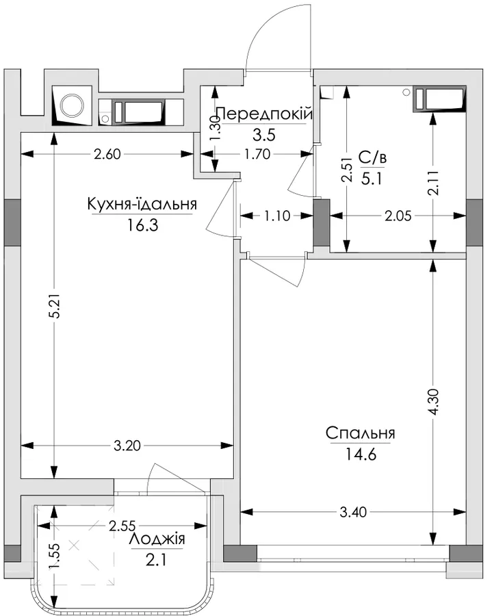 ЖК Lypynsky — 41.6 м²