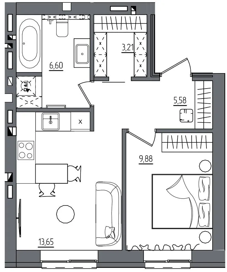 ЖК Субурбія Дуо — 38.9 м²